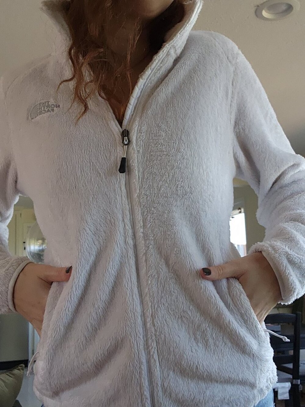 The North Face White Fuzzy Zip-up